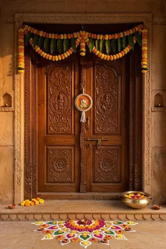  handmade multicolour hanging ganesh ji shubh-labh for toran for home decor (set of 1)