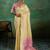 Yellow linen saree with blouse