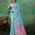 Sky linen saree with blouse