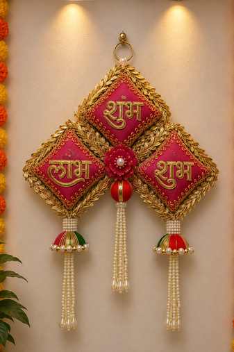 handmade multicolour traditional cushion hanginghanging toran for home decor (pack of 2)