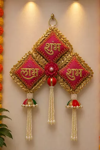 handmade multicolour traditional cushion hanginghanging toran for home decor (pack of 2)