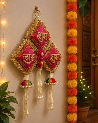 handmade multicolour traditional cushion hanginghanging toran for home decor (pack of 2) 3