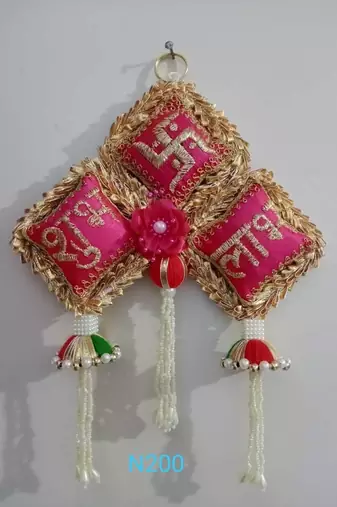 handmade multicolour traditional cushion hanginghanging toran for home decor (pack of 2)