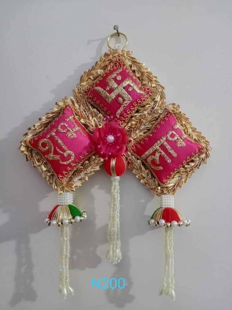handmade multicolour traditional cushion hanginghanging toran for home decor (pack of 2)