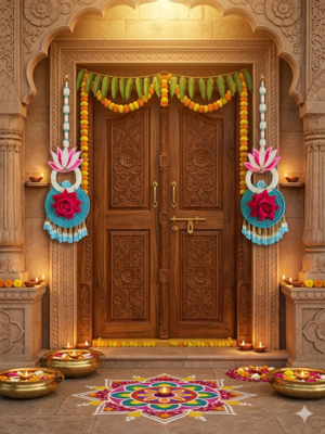 handmade multicolour traditional hanging for decoration hanging toran for home decor (pack of 2) 2