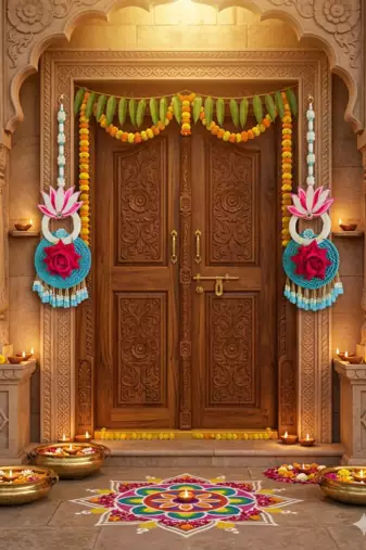 handmade multicolour traditional hanging for decoration hanging toran for home decor (pack of 2)