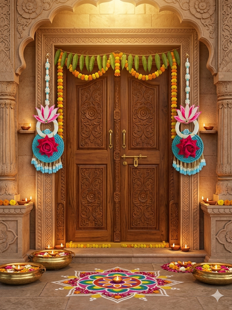 handmade multicolour traditional hanging for decoration hanging toran for home decor (pack of 2)