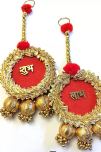 traditional shubh-labh hanging for decoration hanging toran for home decor (pack of 2)