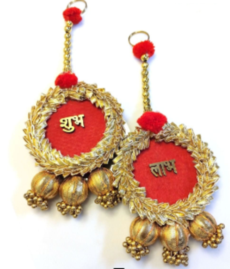 traditional shubh-labh hanging for decoration hanging toran for home decor (pack of 2)
