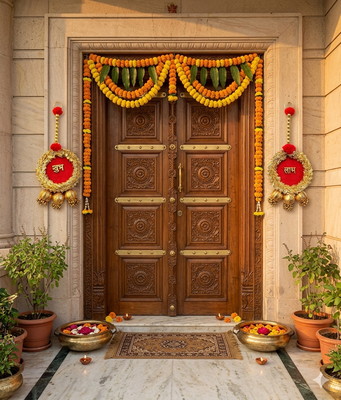 traditional shubh-labh hanging for decoration hanging toran for home decor (pack of 2) 2