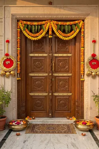 traditional shubh-labh hanging for decoration hanging toran for home decor (pack of 2)