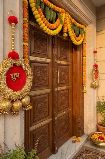 traditional shubh-labh hanging for decoration hanging toran for home decor (pack of 2)