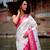 new banarasi silk blend woven saree with blouse