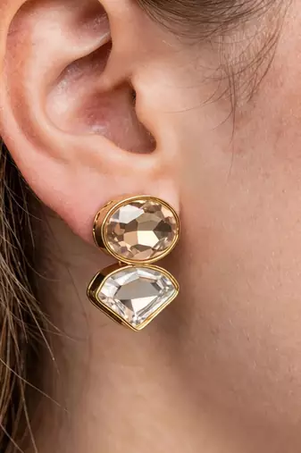 Gold plated swarovski crystal stud earrings