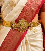 Antique Gold Temple Kamarbandh, South Indian Bridal Waist Belt, Ornate Saree Hip Chain
