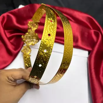 Antique Gold Temple Kamarbandh, South Indian Bridal Waist Belt, Ornate Saree Hip Chain 3