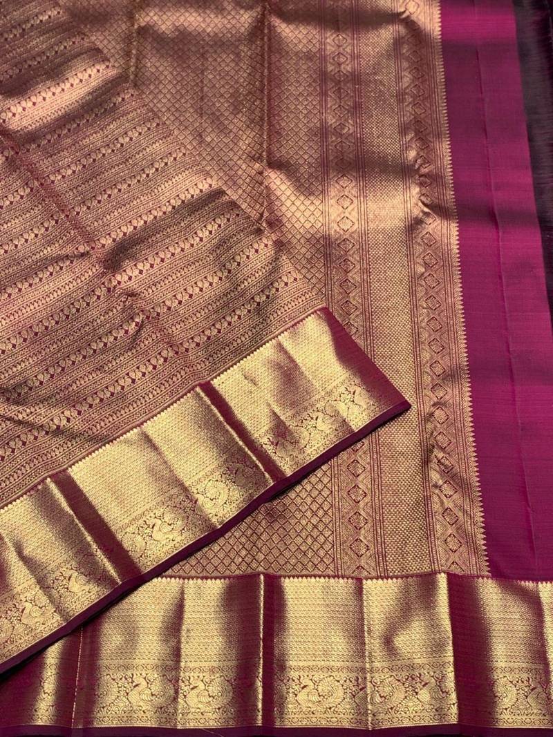 banarasi silk blend purple color women's saree with blouse
