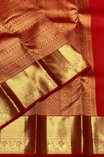 banarasi silk blend maroon color women's saree with blouse