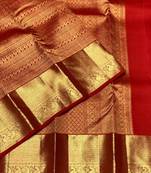 banarasi silk blend maroon color women's saree with blouse