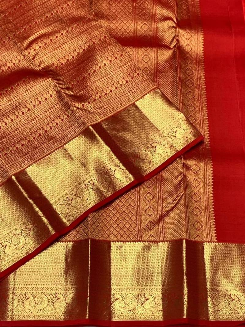 banarasi silk blend maroon color women's saree with blouse