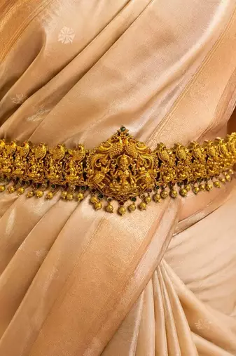 Traditional Lakshmi Temple Waist Belt, South Indian Bridal Saree Jewelry