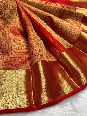 banarasi silk blend maroon color women's saree with blouse 2