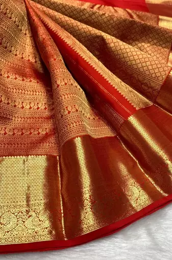 banarasi silk blend maroon color women's saree with blouse