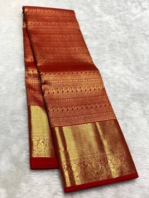 banarasi silk blend maroon color women's saree with blouse 4