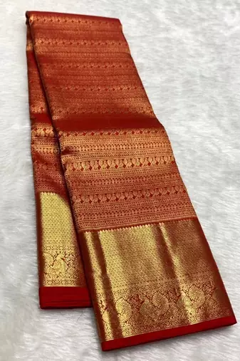 banarasi silk blend maroon color women's saree with blouse