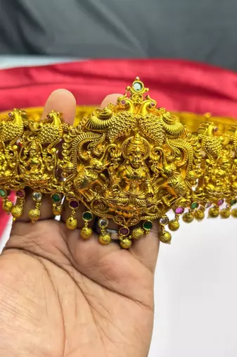 Traditional Lakshmi Temple Waist Belt, South Indian Bridal Saree Jewelry