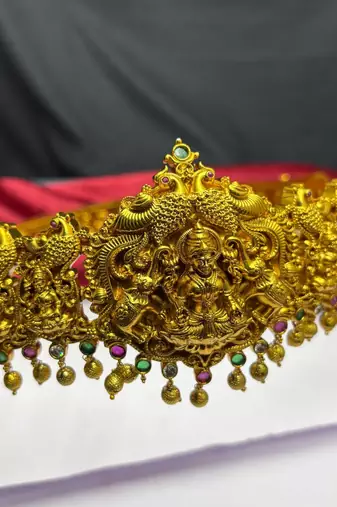 Traditional Lakshmi Temple Waist Belt, South Indian Bridal Saree Jewelry