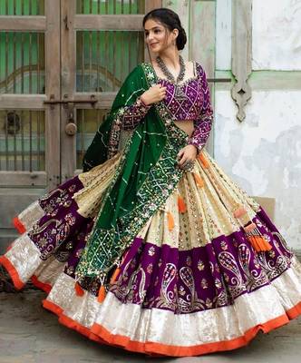 Mutli Color Digital Print And Mirror Work Cotton Lehenga Choli 2
