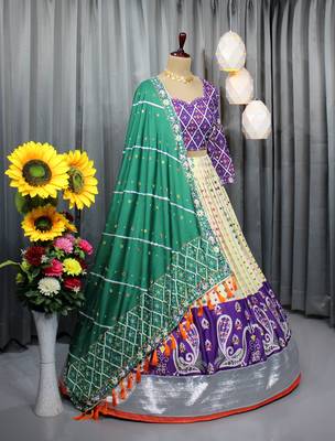 Mutli Color Digital Print And Mirror Work Cotton Lehenga Choli 4