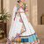 white multi color digital print mirror work silk blend lehenga choli