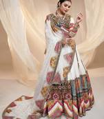 Multi Color Digital Print And Mirror Work Slik Blend Lehenga Choli
