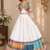 white multi color digital print mirror work silk blend lehenga choli