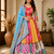 Multi Color Digital Print And Mirror Work Slik Blend Lehenga Choli
