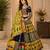 Black Color Digital Print And Mirror Work Slik Blend Lehenga Choli