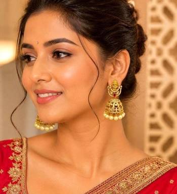 Lakshmi Jhumka Earrings, Brass Temple Earrings, Pearl Drop Indian Bridal Earrings 1