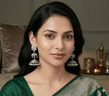 Oxidized Silver Elephant Jhumkas | Boho Pearl Drop Statement Earrings 1