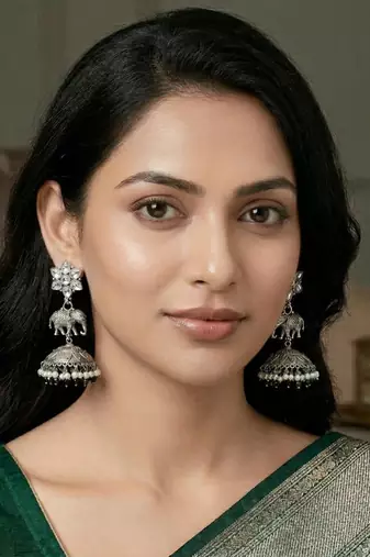 Oxidized Silver Elephant Jhumkas | Boho Pearl Drop Statement Earrings