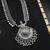 Oxidized Silver Necklace Set 7 pc with Long Pendant, Chitai Work Choker, Jhumkas, Kada Bracelet