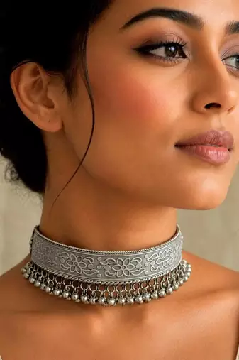 Antique Oxidised Silver Tribal Hasli Necklace | Vintage Ethnic Statement Hasli Torque Necklace