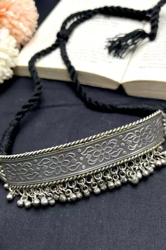 Antique Oxidised Silver Tribal Hasli Necklace | Vintage Ethnic Statement Hasli Torque Necklace