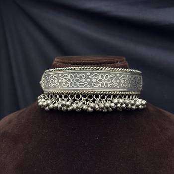 Antique Oxidised Silver Tribal Hasli Necklace | Vintage Ethnic Statement Hasli Torque Necklace 3