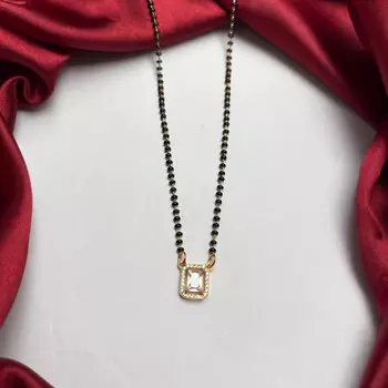Black Beaded Mangalsutra Necklace, Gold Pendant, Indian Wedding Jewelry 2