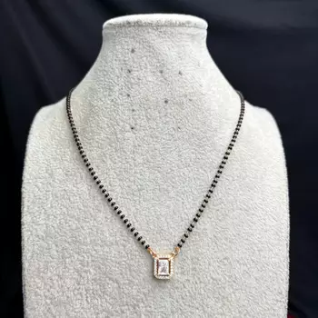 Black Beaded Mangalsutra Necklace, Gold Pendant, Indian Wedding Jewelry 4
