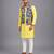 Lime yellow printed cotton silk kurta set
