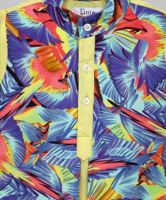 Lime yellow printed cotton silk kurta set 5