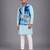 Pastel blue printed cotton silk kurta set